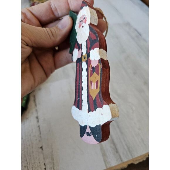 Vintage wooden Santa polar bear ornament Xmas tree set - Picture 12 of 12